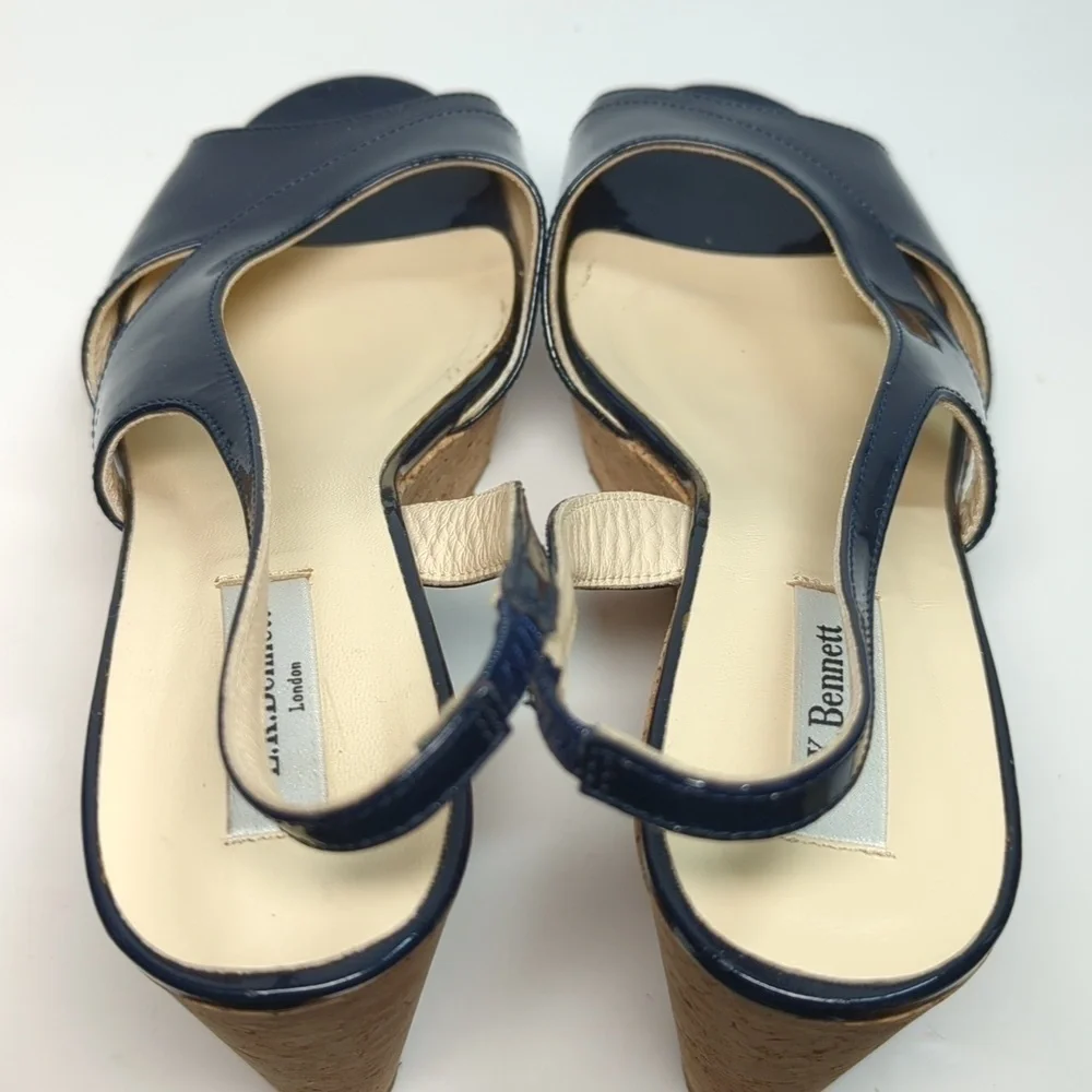 L.K. Bennett Adelia swingback cork wedge platform shoes women size 9.5 EU 40